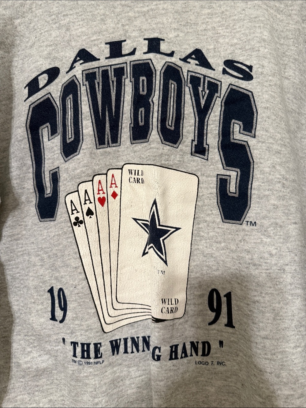 Dallas Cowboys Gray Crewneck Sweatshirt - 1991 Logo - Picture 3 of 3